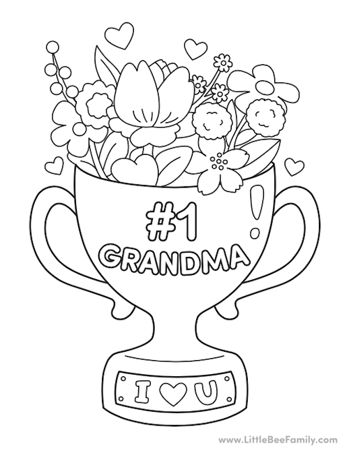  1 Grandma Coloring Page Little Bee Family