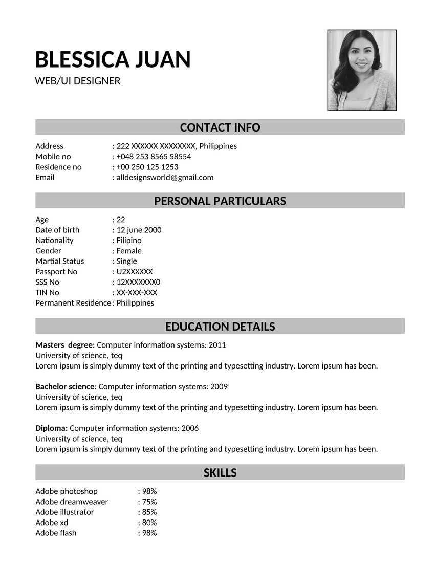 1 Page Resume Template Free Download docx pdf 