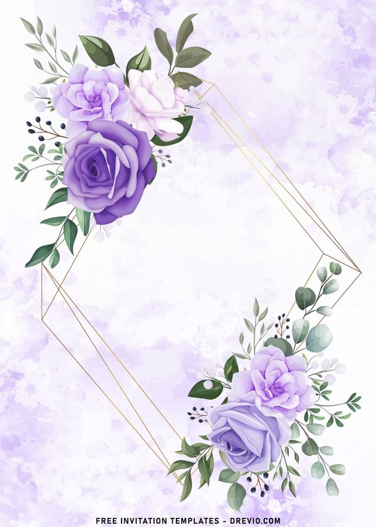 10 Beautiful Purple And Light Blue Roses Birthday Invitation Templates