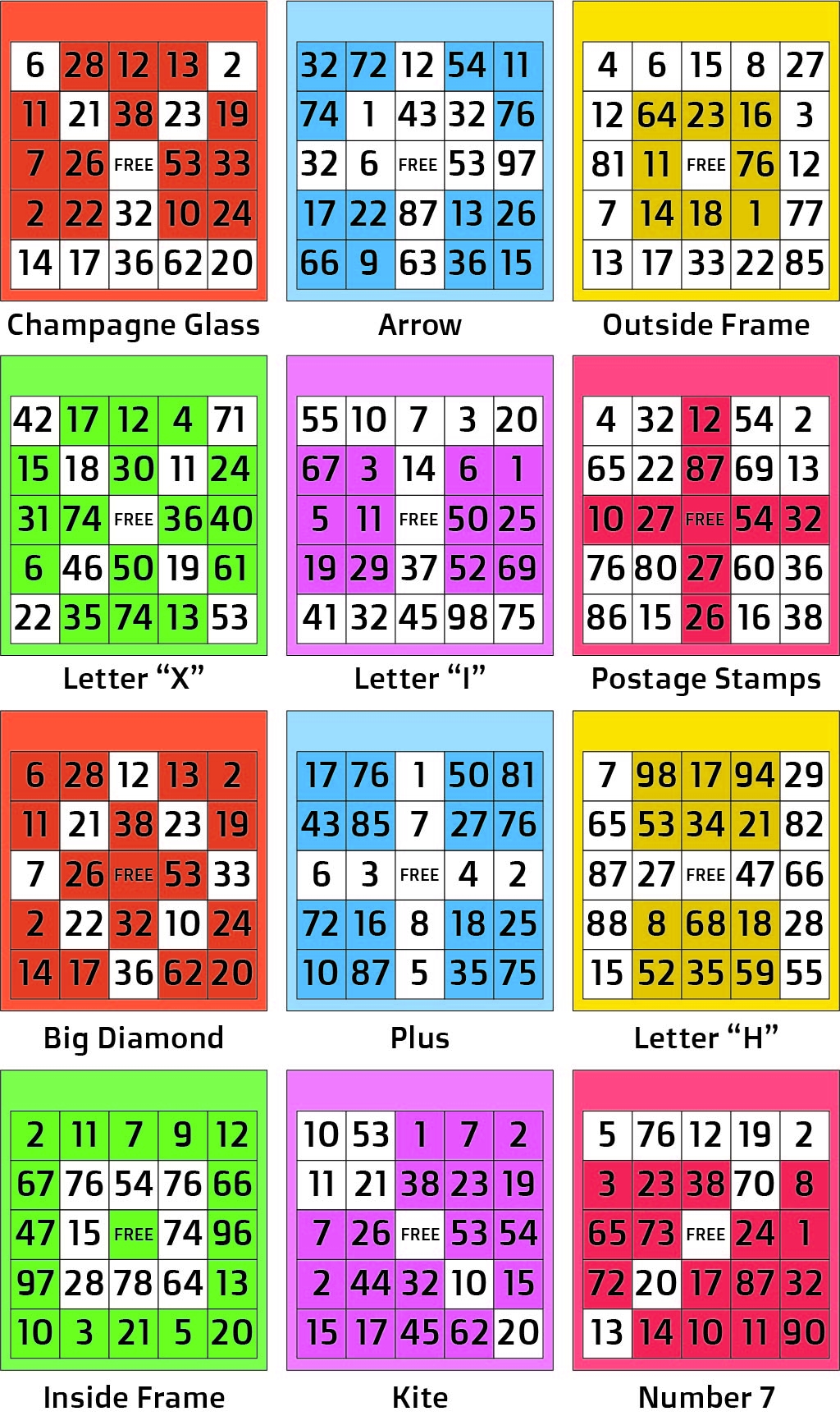 printable bingo game patterns pdf