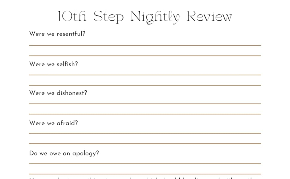 10th Step Inventory Journal Step 10 Of The Big Book Of Alcoholics 