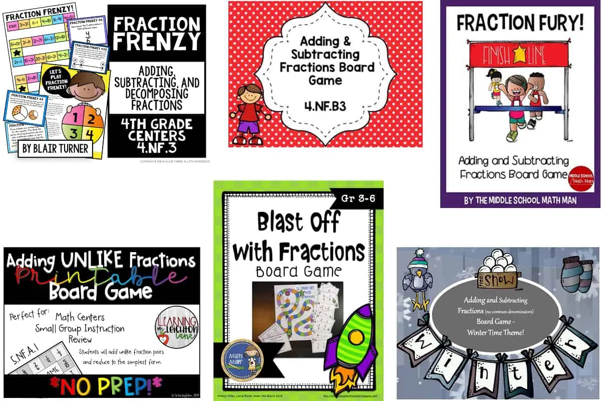 adding and subtracting fractions flash cards printable