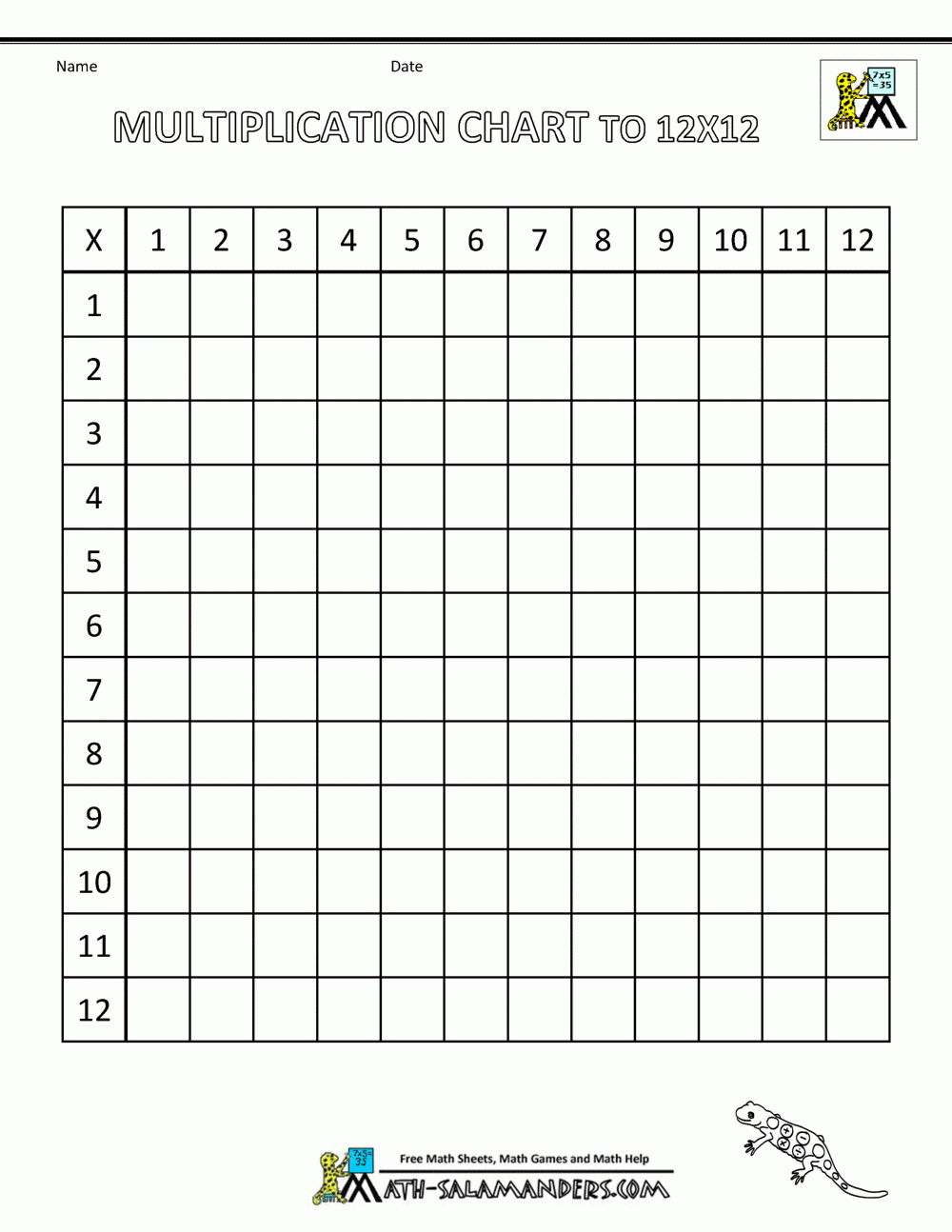 12s times tables worksheet