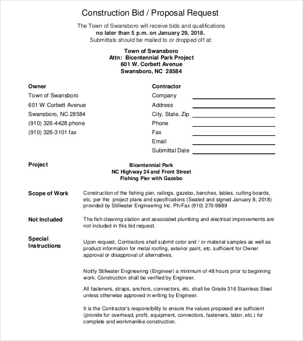 14 Simple Bid Proposal Templates PDF Word