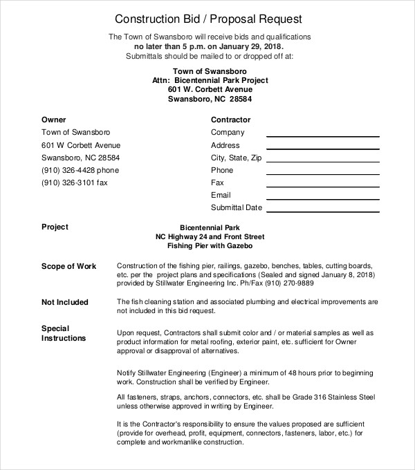 14 Simple Bid Proposal Templates PDF Word
