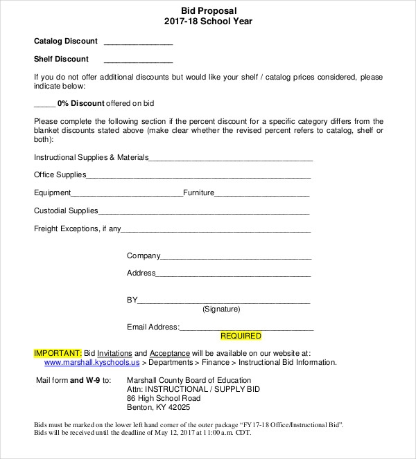 14 Simple Bid Proposal Templates PDF Word