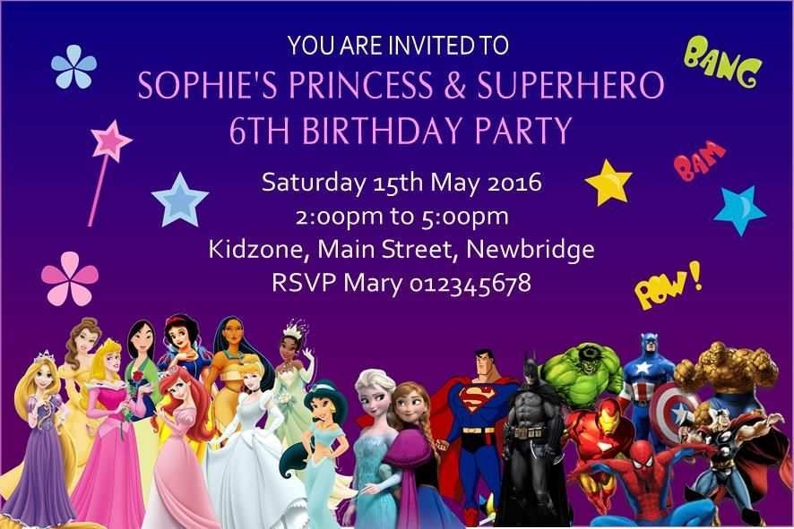 16 Online Princess And Superhero Party Invitation Template For Free