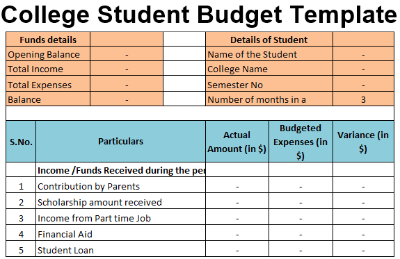 18 Printable College Student Budget Template Forms Fillable 