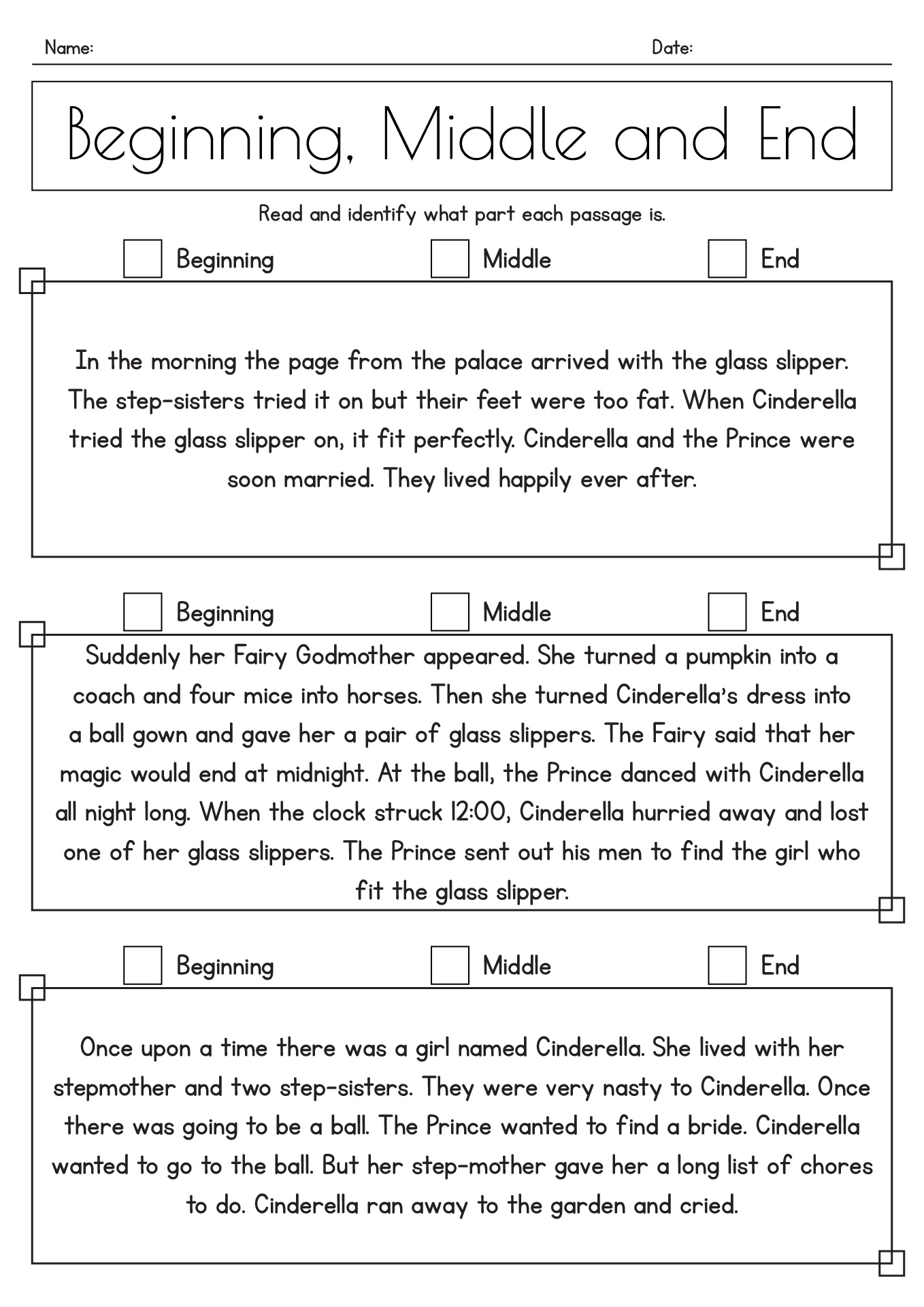beginning middle end worksheet