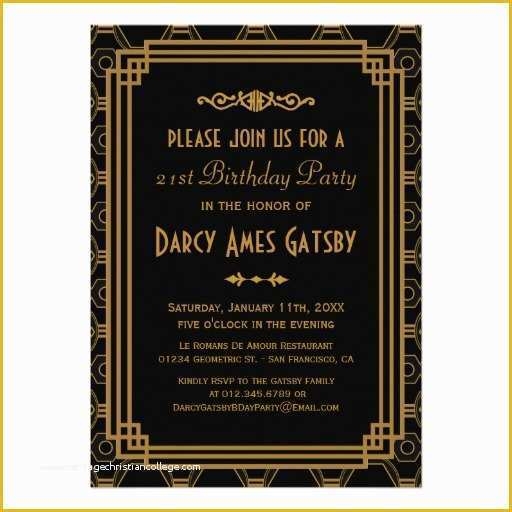 1920s Party Invitation Template Free Of Personalized Roaring 20s 