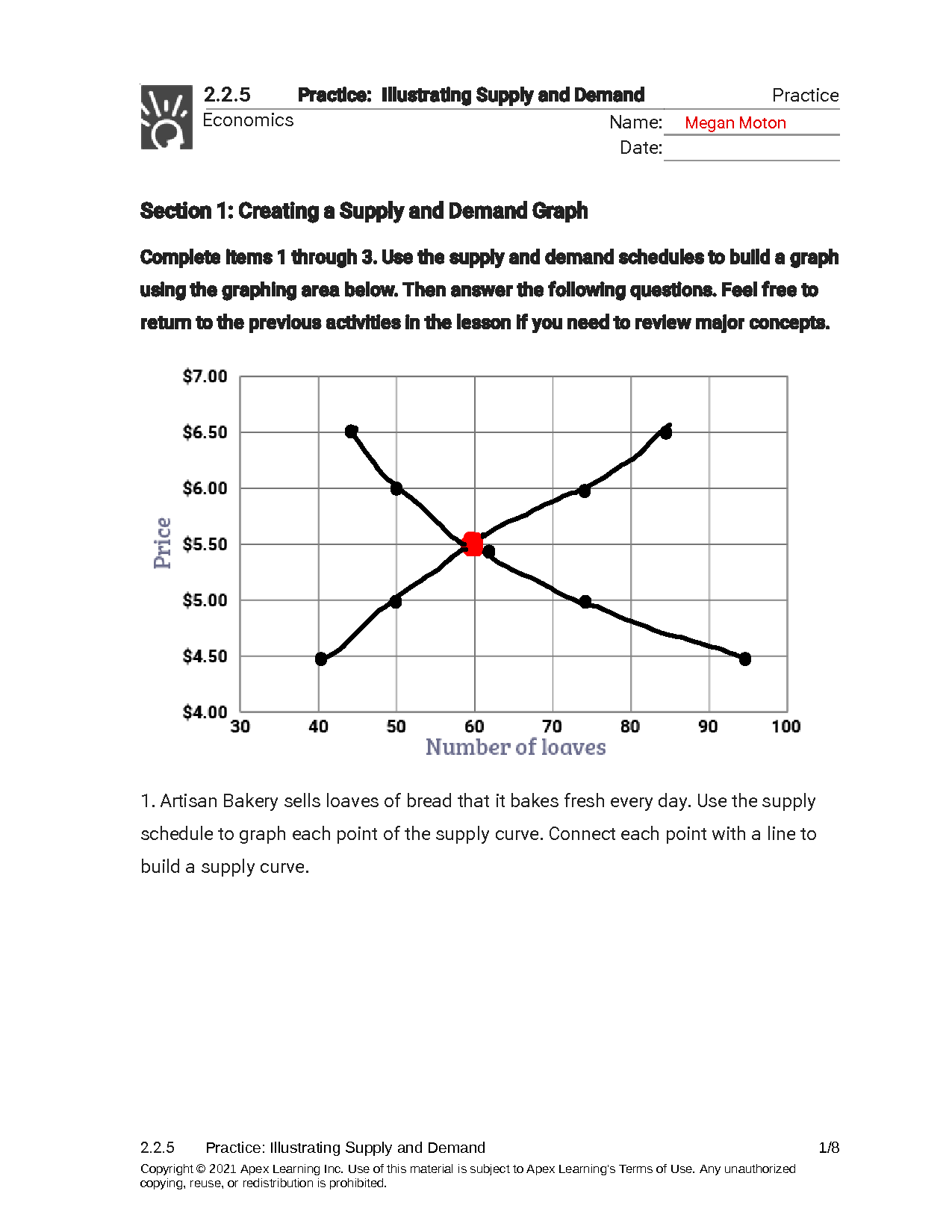 supply and demand economics worksheet