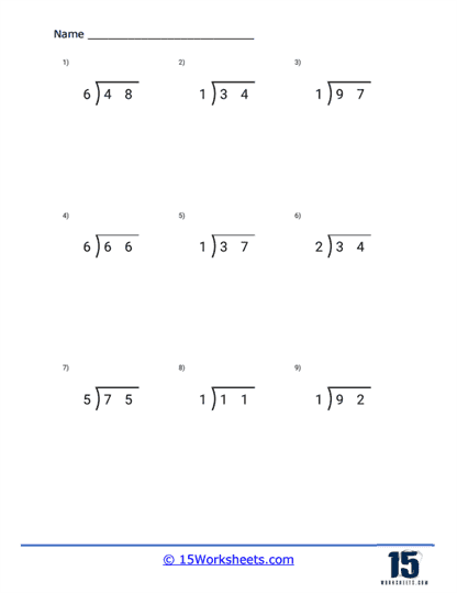 2 digit By 1 digit Division Worksheets 15 Worksheets