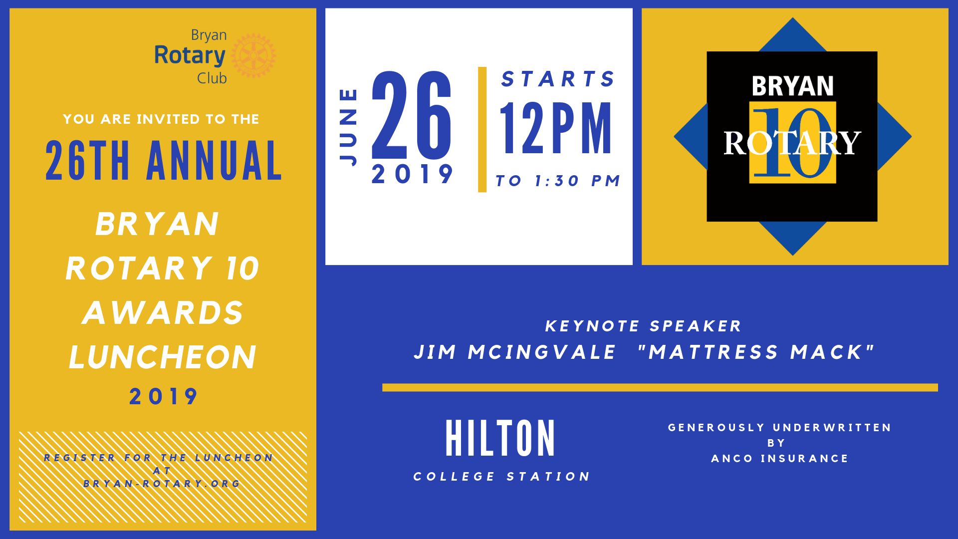 2019 Rotary 10 Luncheon Invitation The Rotary Club Of Bryan Texas Inc 