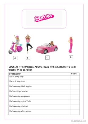 22 Barbie English ESL Worksheets Pdf Doc