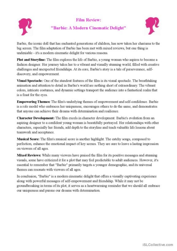 22 Barbie English ESL Worksheets Pdf Doc
