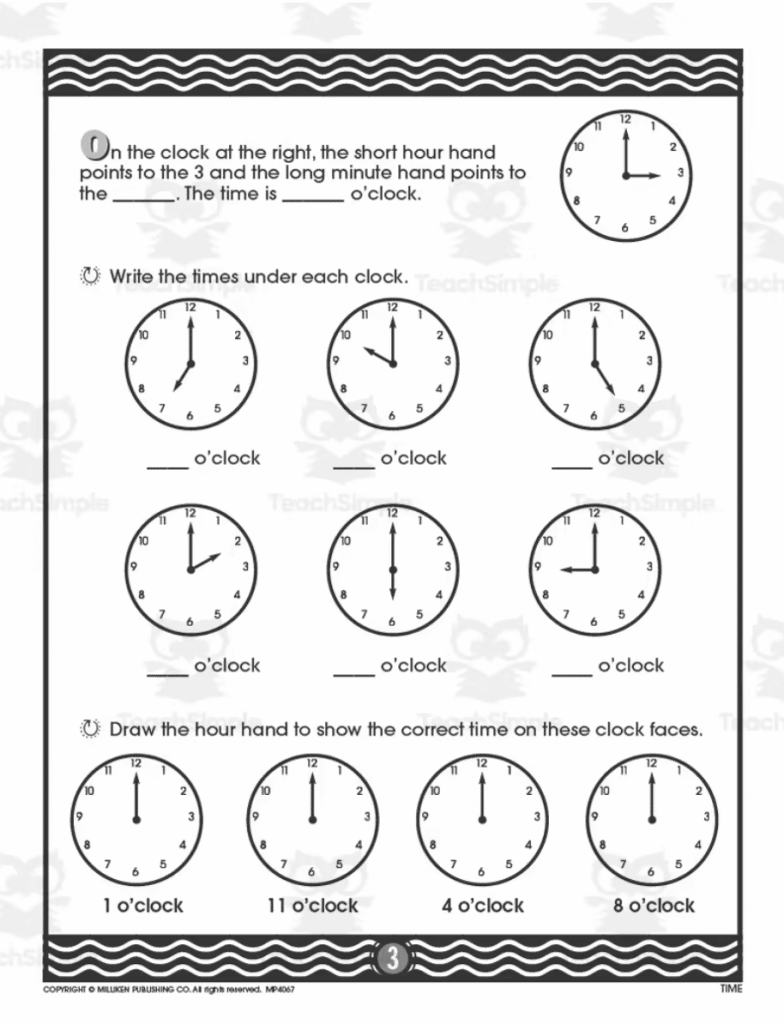 1st grade time worksheets