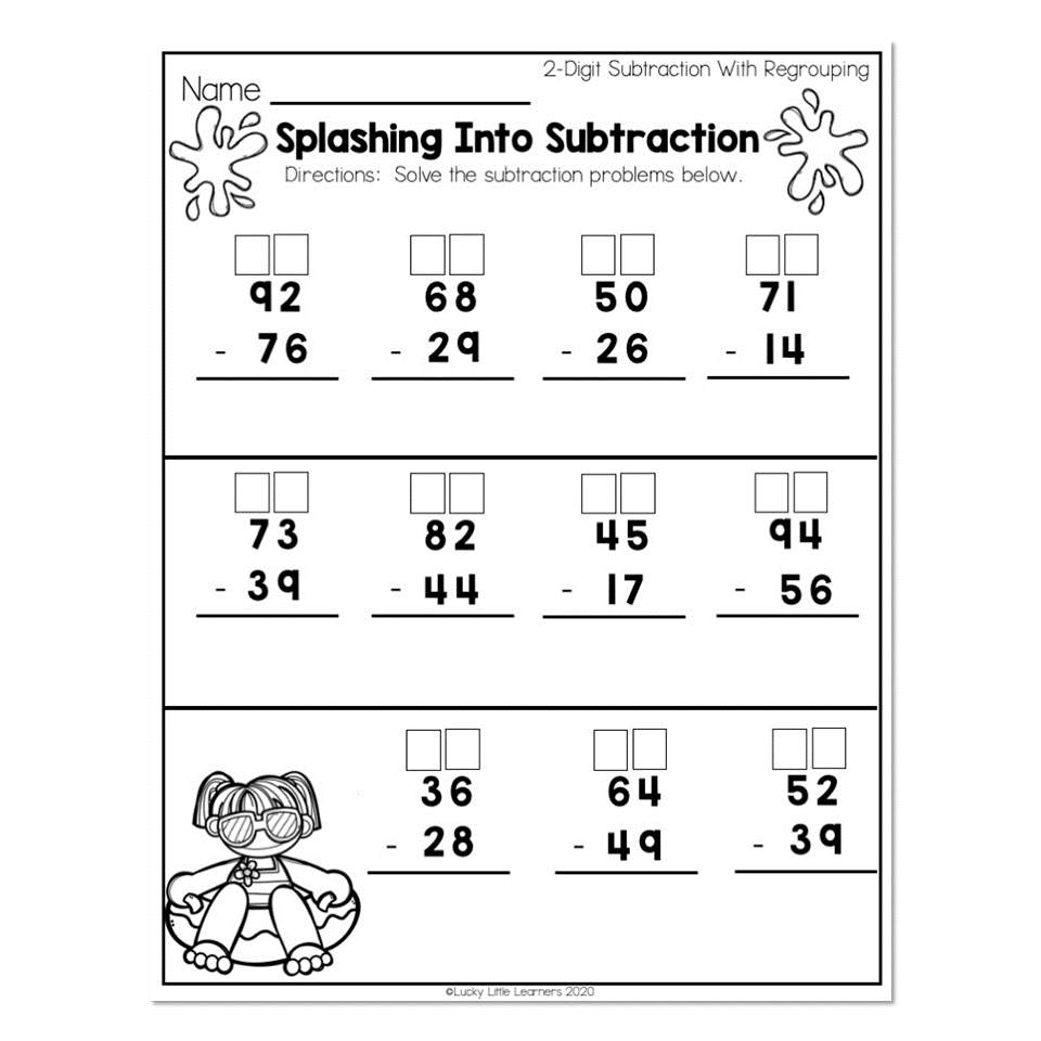 two digit subtraction with regrouping worksheets
