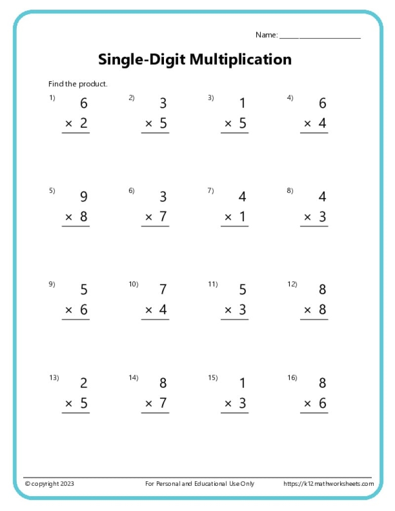 2nd grade multiplication worksheets