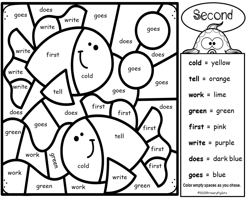 2nd Grade Sight Word Coloring Pages Coloring Pages