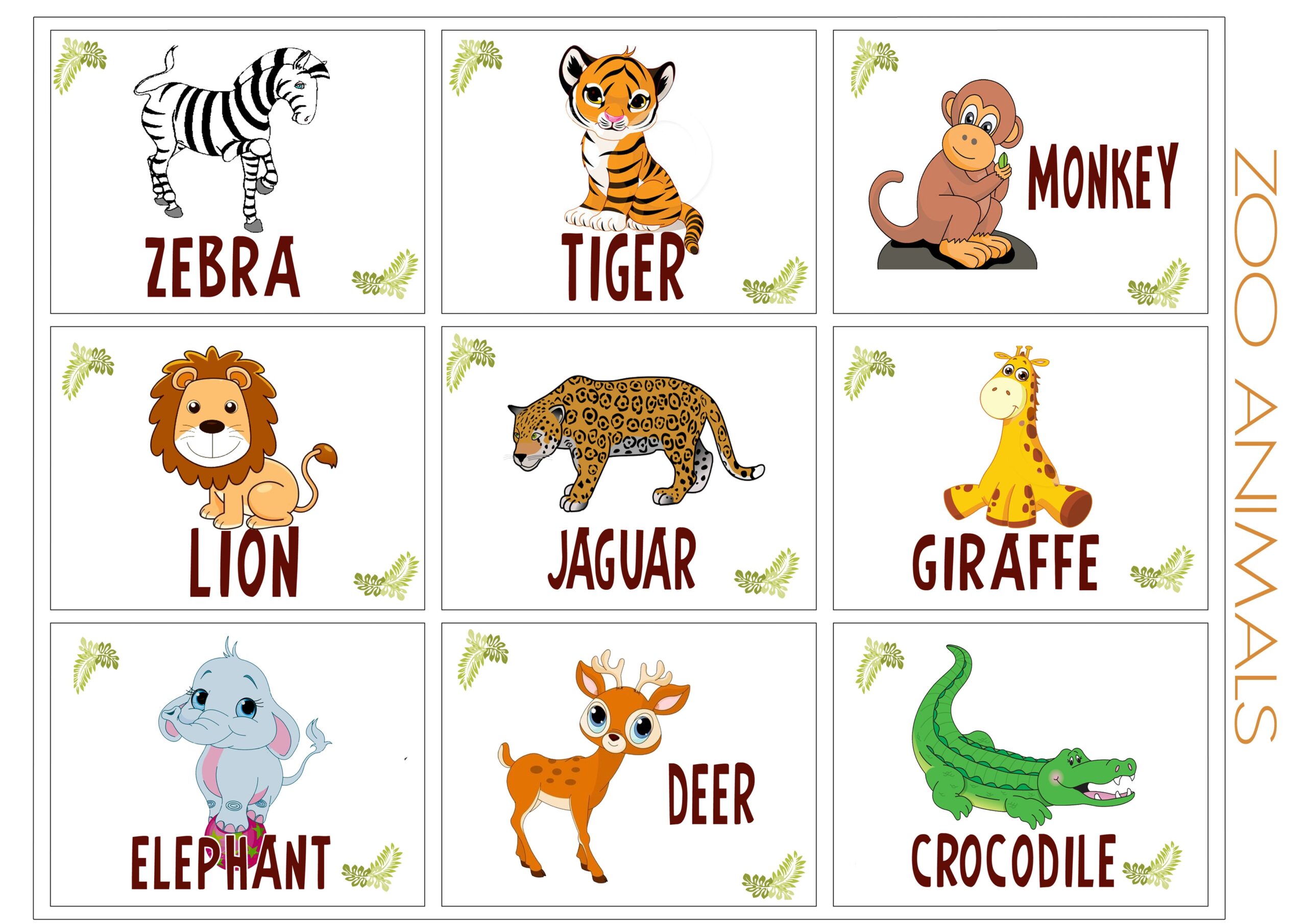 3 Best Images Of Wild Animal Cards Printable Wild Animal Flash Cards 