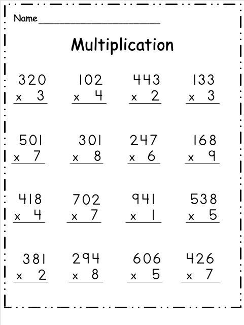3 Digit By 1 Digit Multiplication Worksheets Multiplication Worksheets