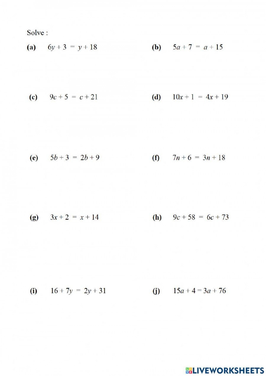 3 Step Equations Worksheet Printable PDF Template