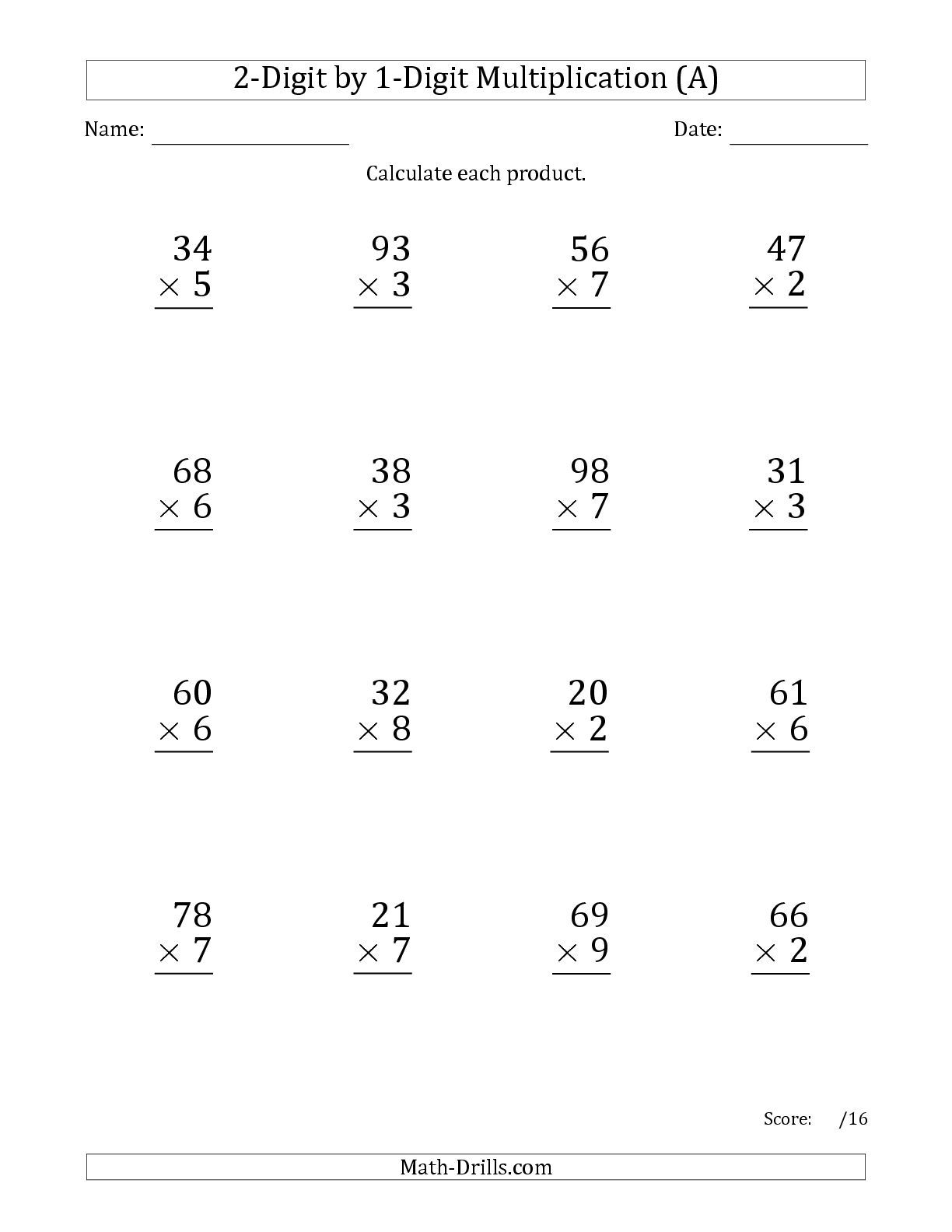 2 and 3 digit multiplication worksheets