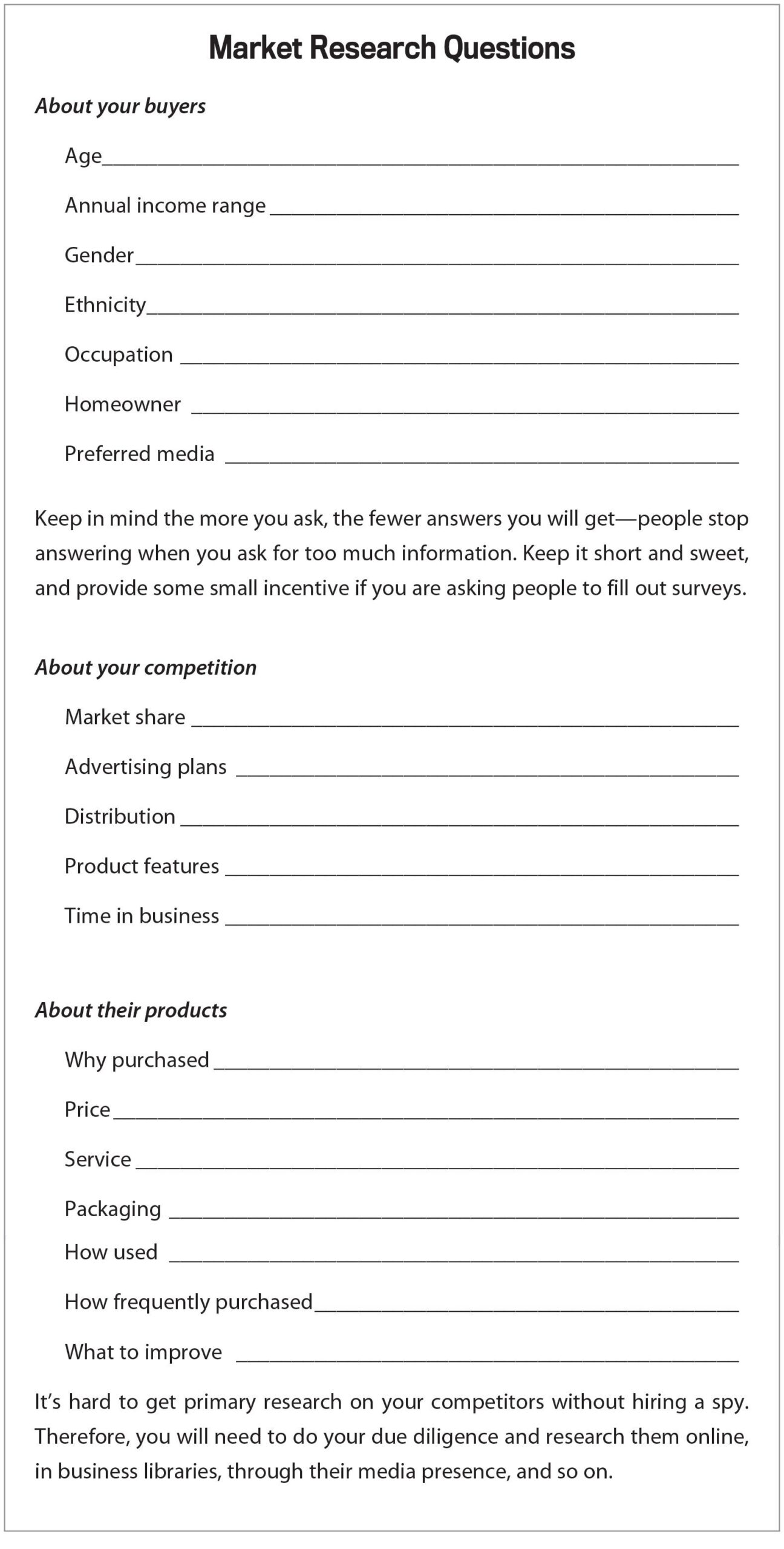 business plan worksheet