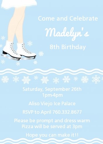 skating birthday party invitations template