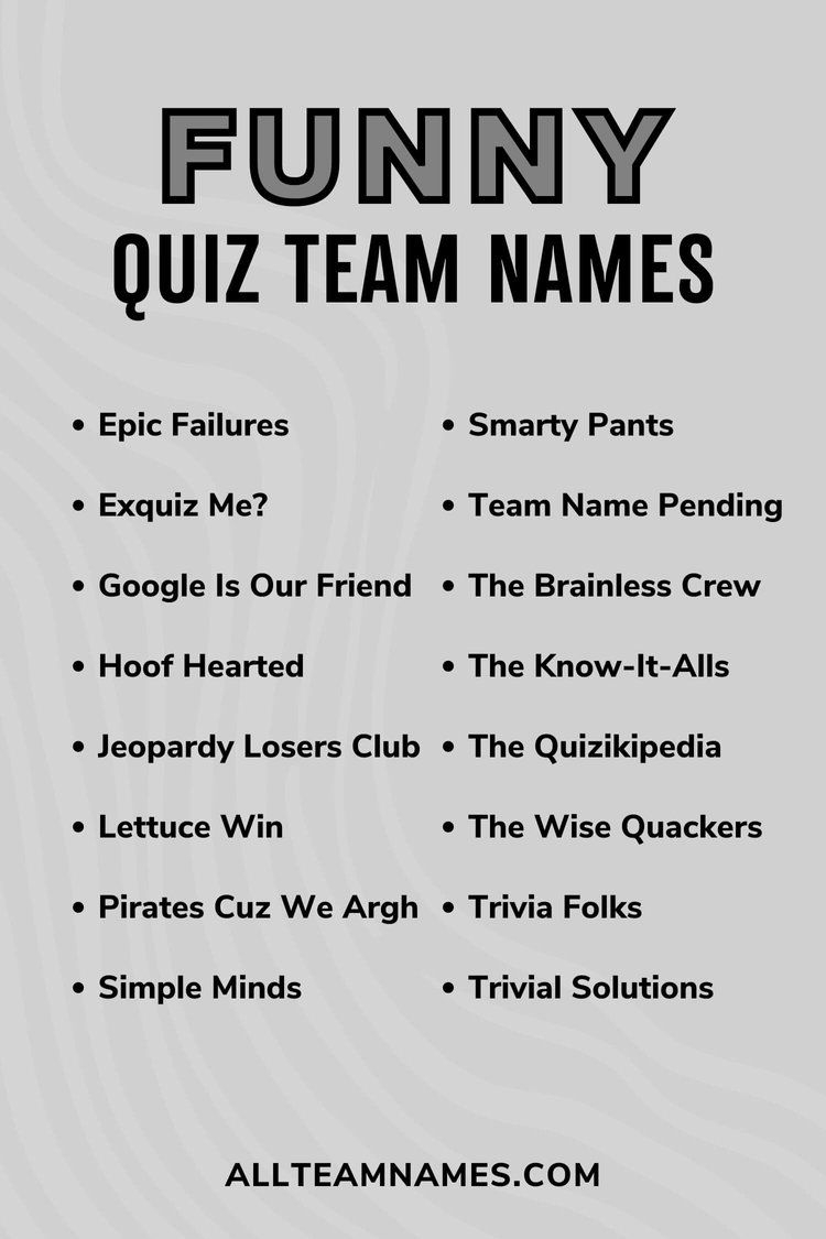 301 Top Funny Quiz Team Names