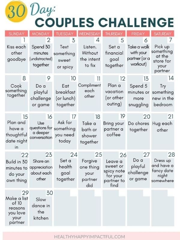 39 Fun Challenges For Couples Free Love Calendar Printable