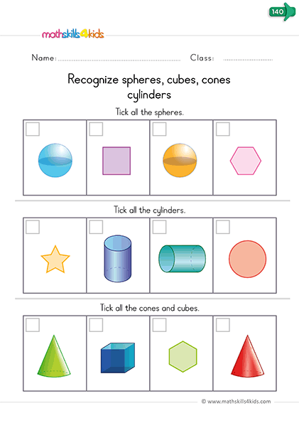 3D Shapes Online Exercise For Kindergarten grade 2 Live Worksheets 