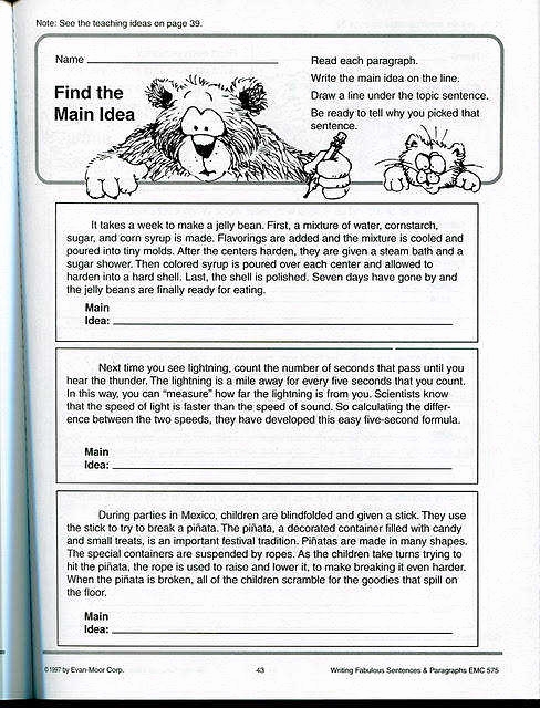 3rd grade main idea worksheets