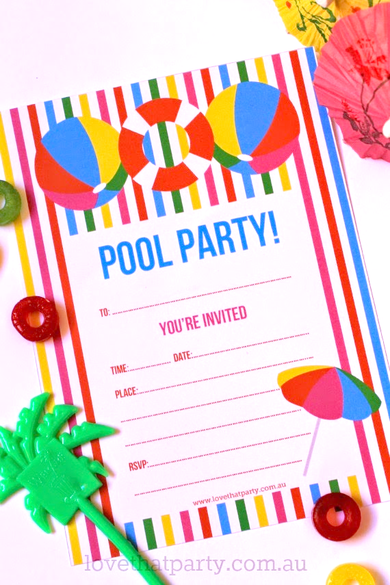 pool party free invitation template