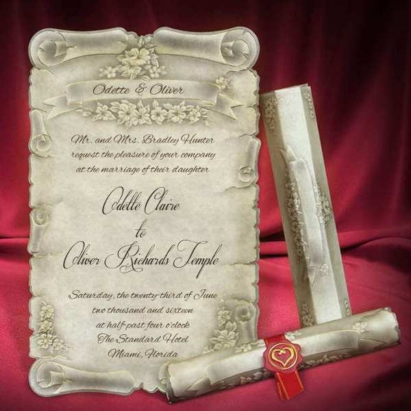 45 Printable Scroll Wedding Invitation Template Free Now For Scroll 