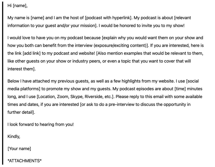 podcast invitation email template