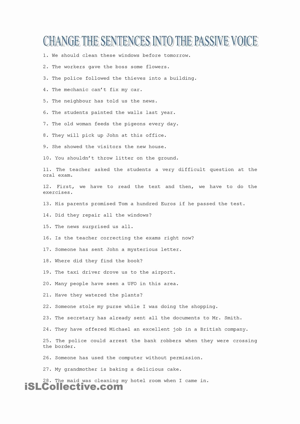 50 Active Passive Voice Worksheet Chessmuseum Template Library
