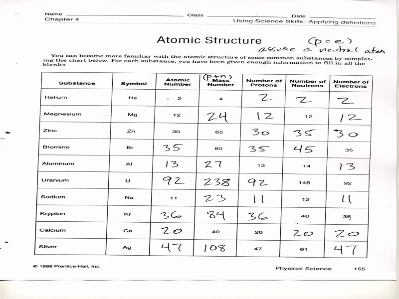 50 Atomic Structure Worksheet Answer Key