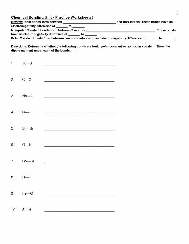 50 Chemical Bonding Worksheet Answers