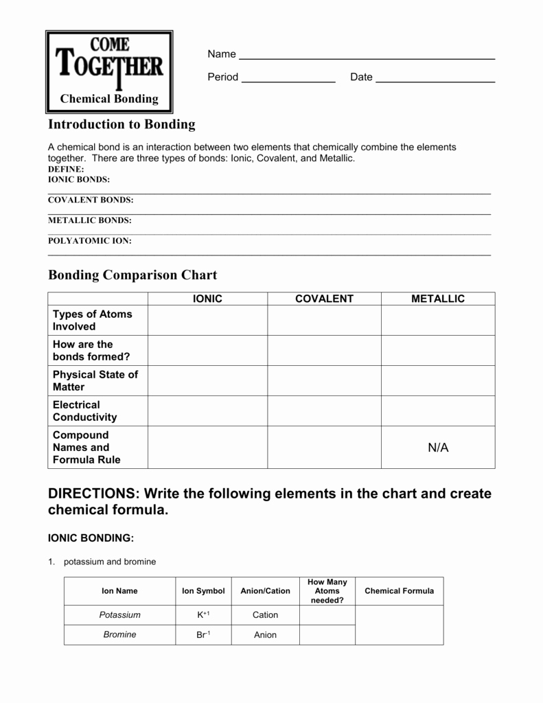 50 Chemical Bonding Worksheet Answers