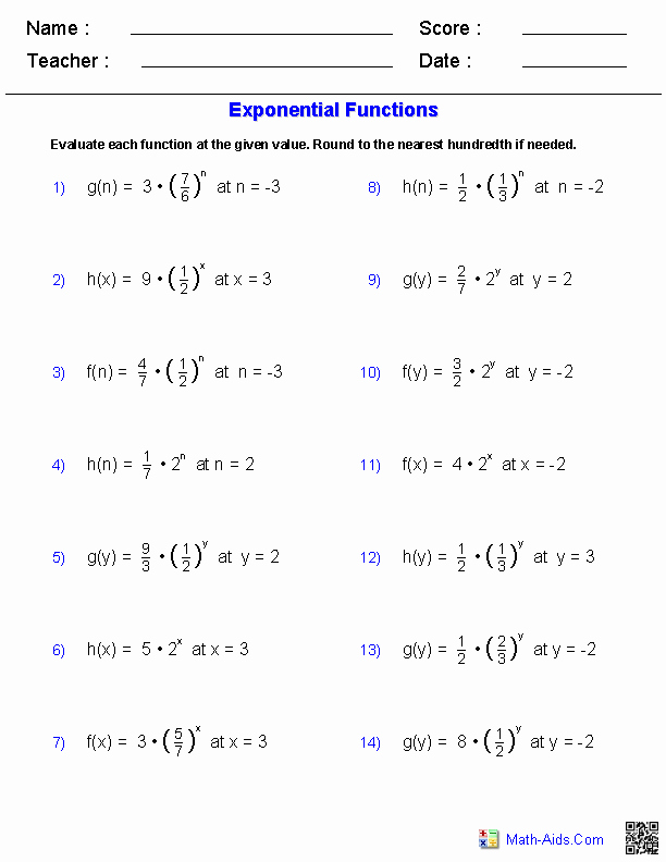 worksheet operations on functions