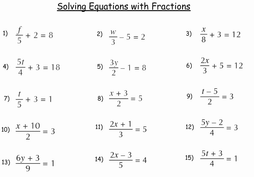 50 Solve Equations With Fractions Worksheet Chessmuseum Template Library