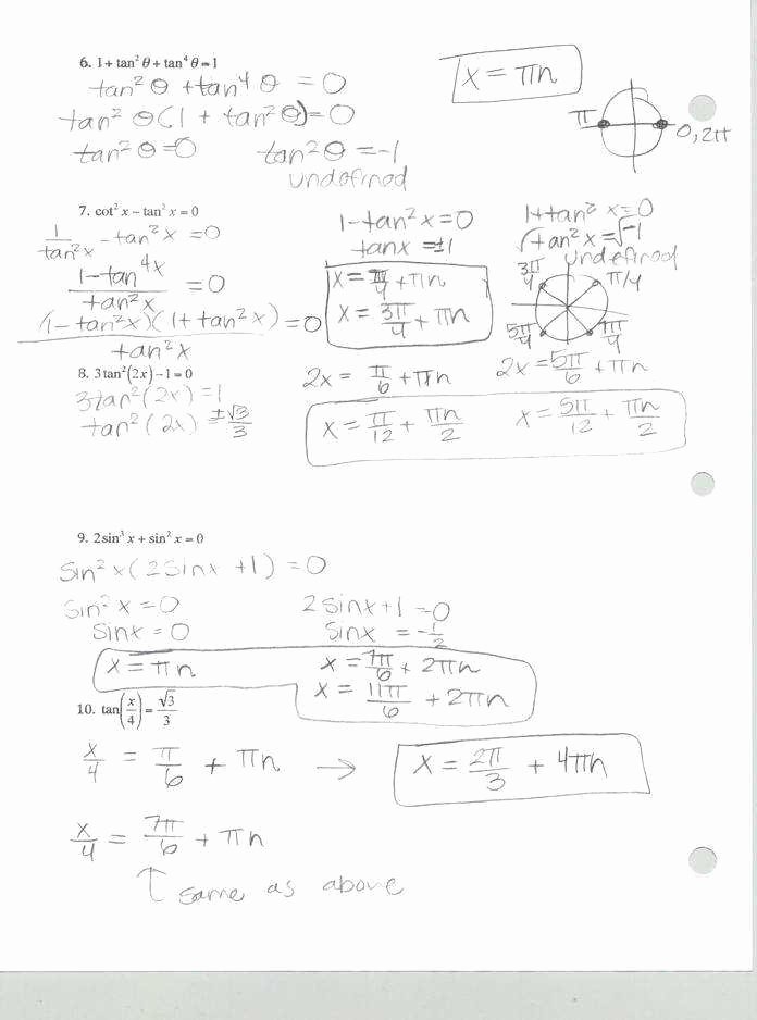 50 Solving Trig Equations Worksheet