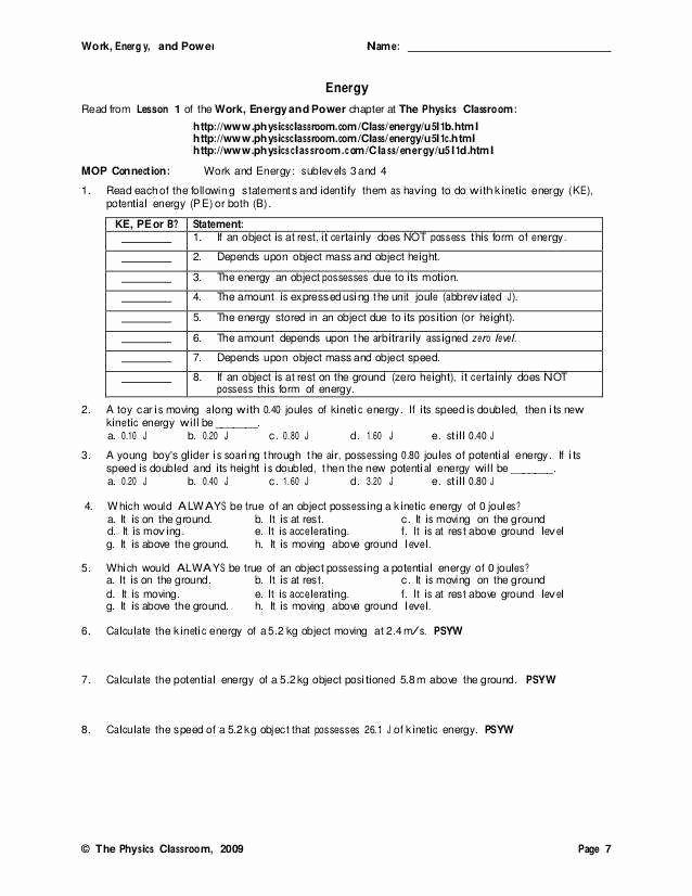 50 Work Power Energy Worksheet Chessmuseum Template Library