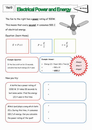 50 Work Power Energy Worksheet Chessmuseum Template Library