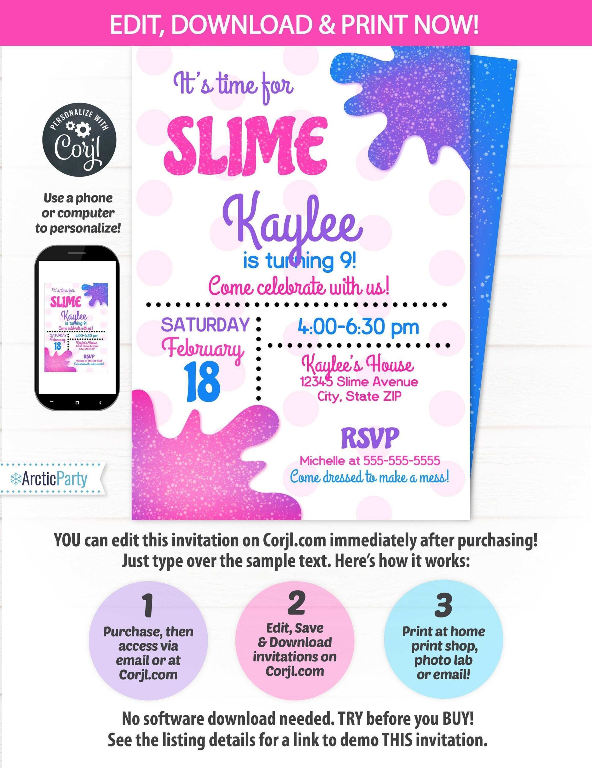 56 How To Create Slime Party Invitation Template Layouts For Slime 