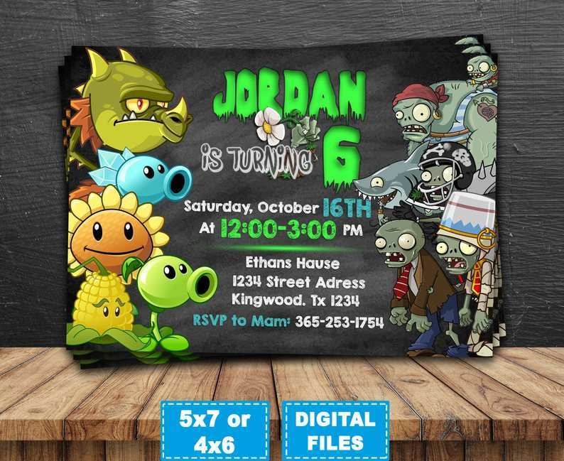 plants vs zombies birthday invitation template