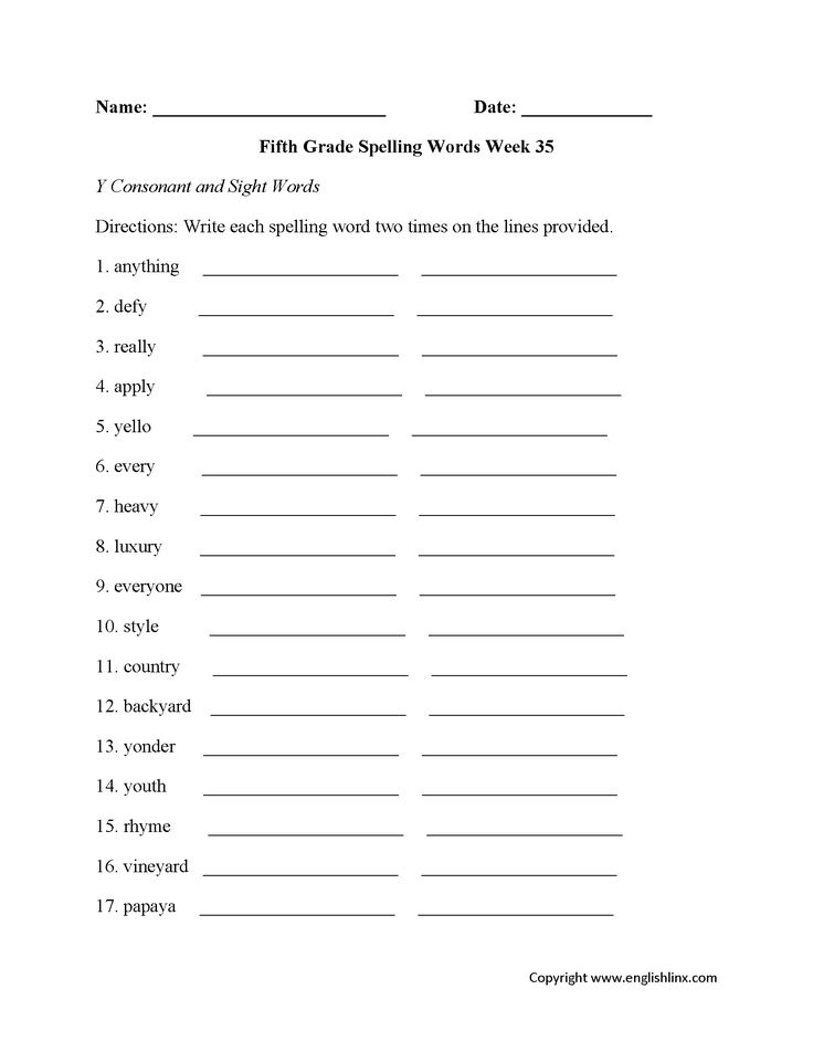 5th Grade Spelling Worksheets Worksheets Library