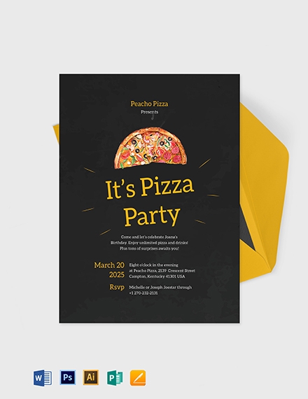 6 Pizza Party Invitation Designs Templates PSD AI