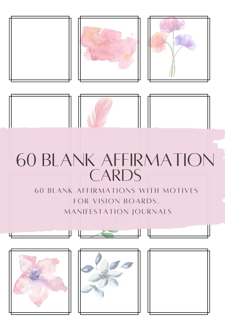 60 Blank Affirmation Cards Affirmation Cards Printable Blank Note 